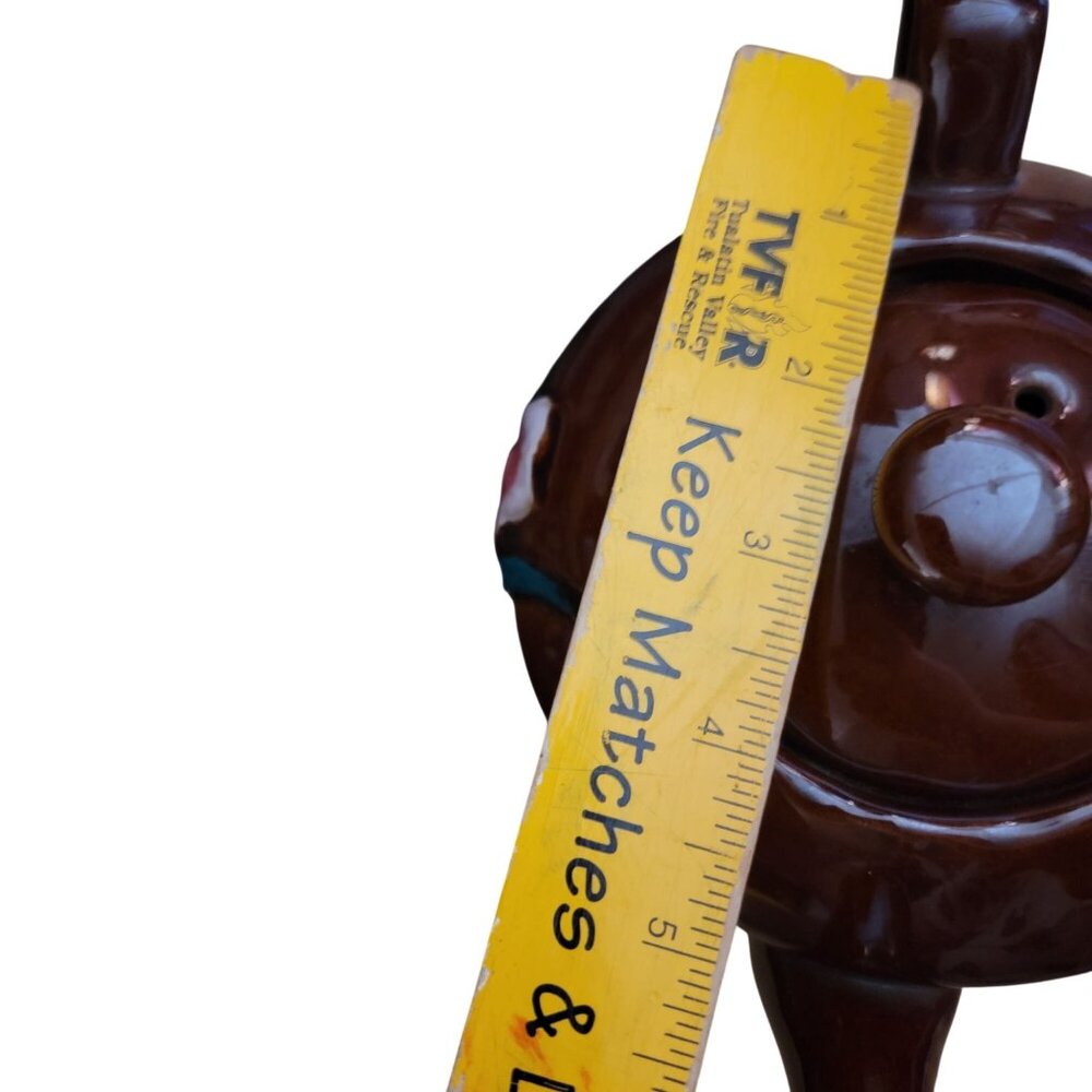 Vintage Brown Floral Ceramic Teapot Made in Japan Raised Flower Design - Picture 9 of 9